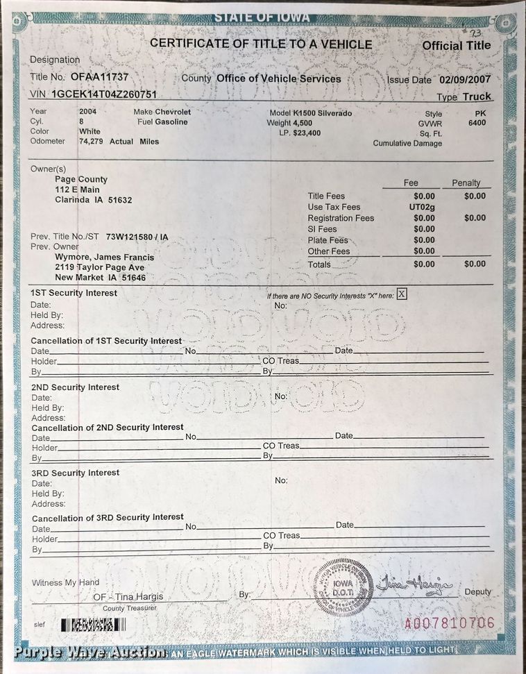 image for item EH8869 2004 Chevrolet Silverado 1500 pickup truck