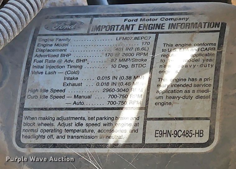 image for item EI8959 1990 Ford F600 dump flatbed truck