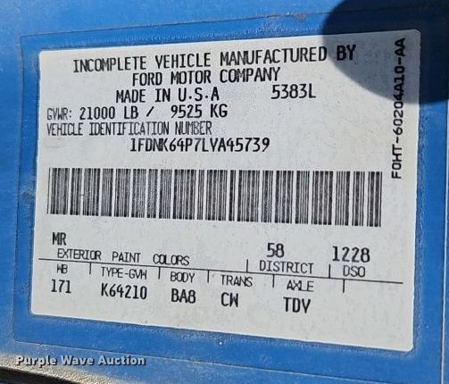 image for item EI8959 1990 Ford F600 dump flatbed truck