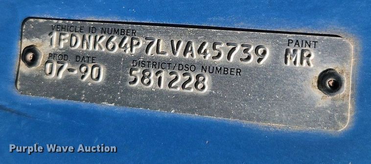 image for item EI8959 1990 Ford F600 dump flatbed truck