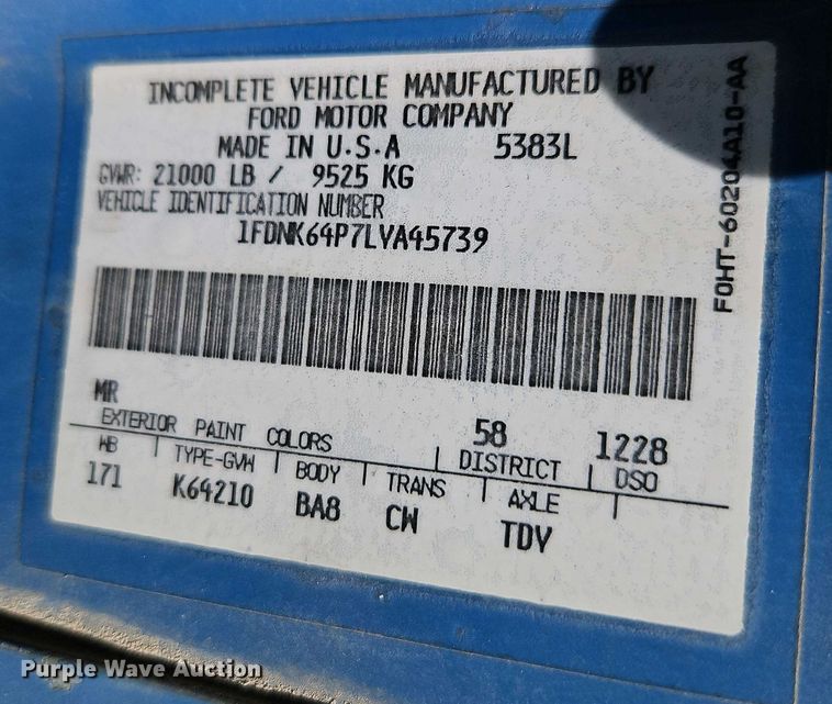 image for item EI8959 1990 Ford F600 dump flatbed truck