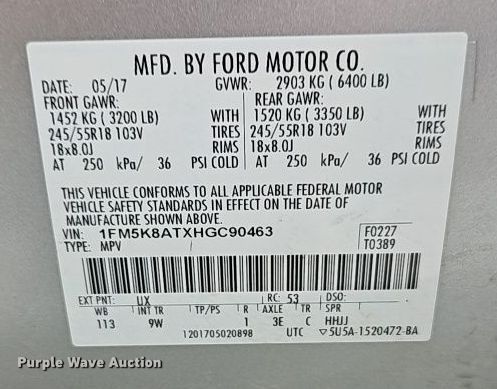 image for item EI8962 2017 Ford Explorer Police Interceptor SUV