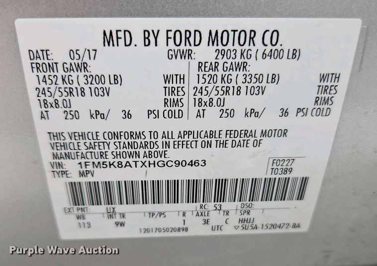 image for item EI8962 2017 Ford Explorer Police Interceptor SUV