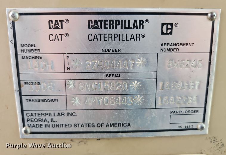 image for item EI8963 1999 Caterpillar 140H motor grader