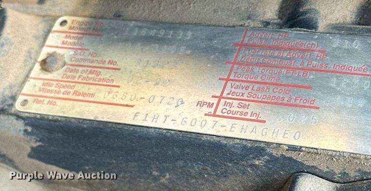 image for item EJ8655 1992 Ford LA9000 truck cab and chassis