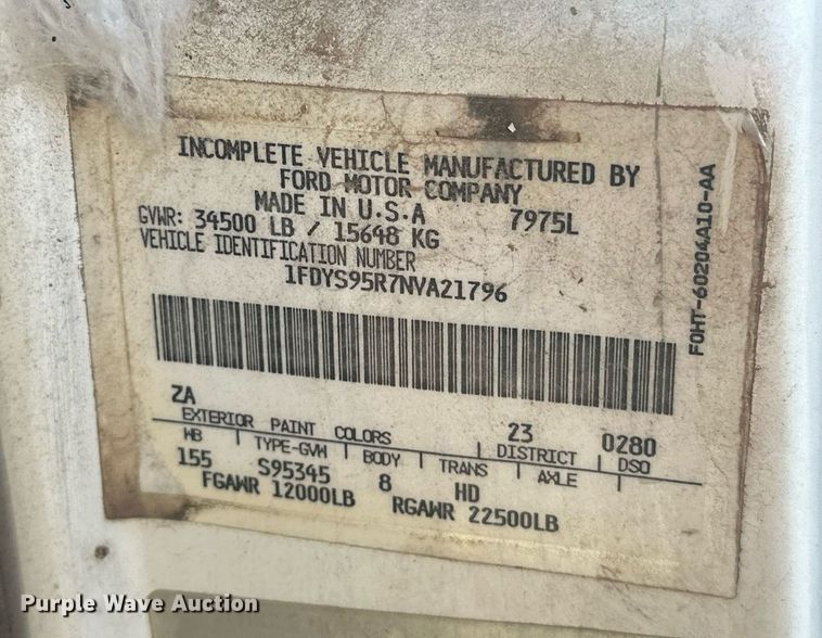 image for item EJ8655 1992 Ford LA9000 truck cab and chassis