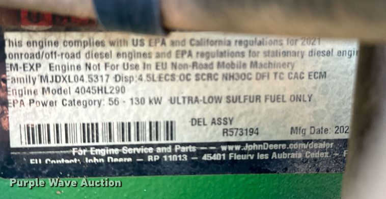 image for item EJ8656 2021 John Deere 6110M MFWD tractor