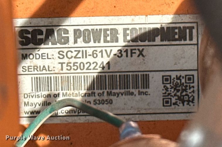 image for item EJ8664 Scag SCZII-61V-31FX ZTR lawn mower