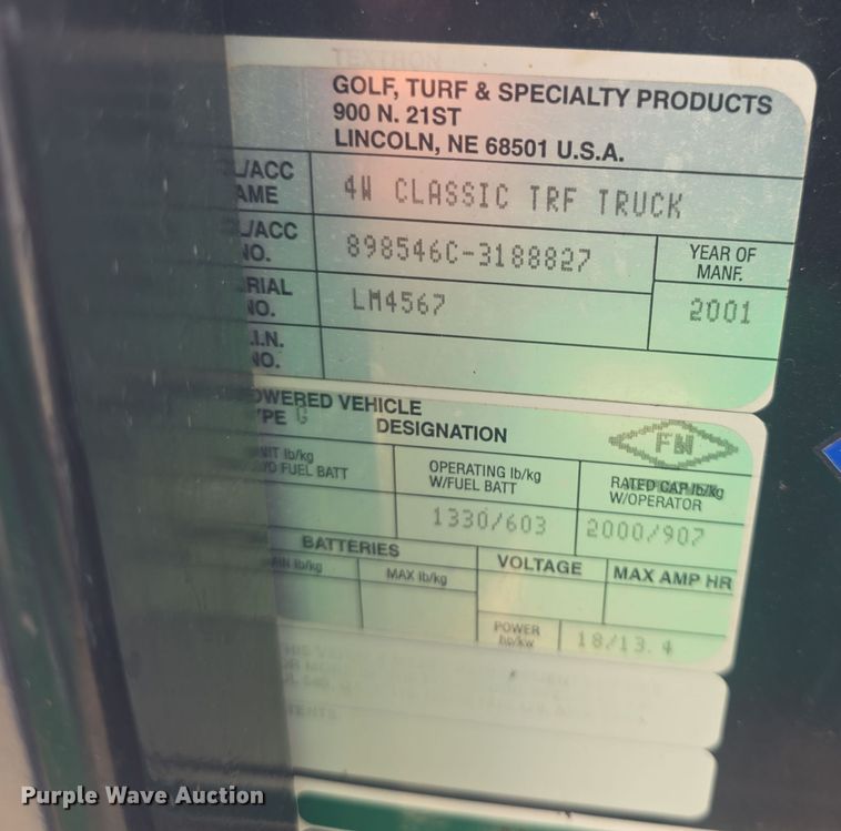 image for item EK5046 2001 Cushman Classic Truckster utility vehicle