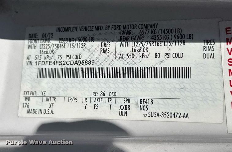 image for item EM3780 2012 Ford Econoline shuttle bus