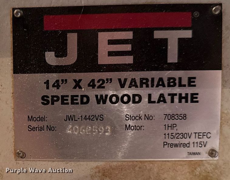 image for item EM3870 JET JWL-1442VS wood lathe
