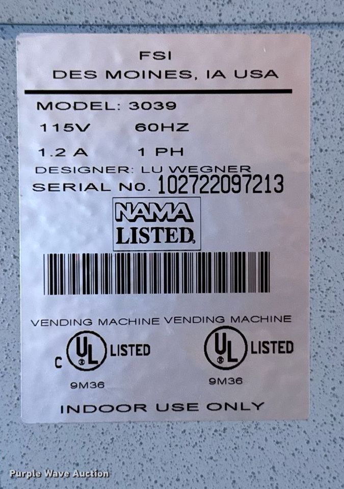 image for item EM3892 FSI 3039 vending machine