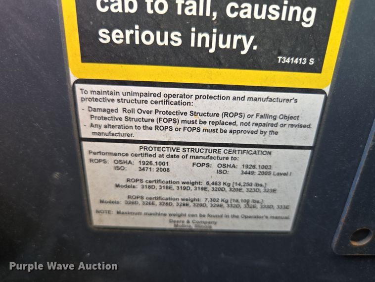 image for item EN3614 2014 John Deere 332E skid steer loader