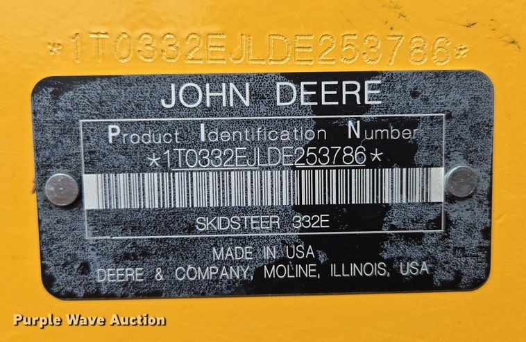 image for item EN3614 2014 John Deere 332E skid steer loader