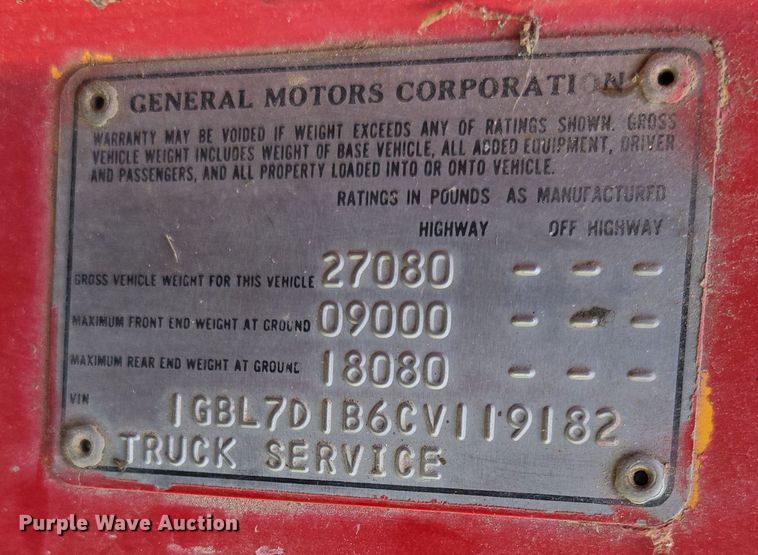 image for item EN3618 1982 Chevrolet 70 applicator truck