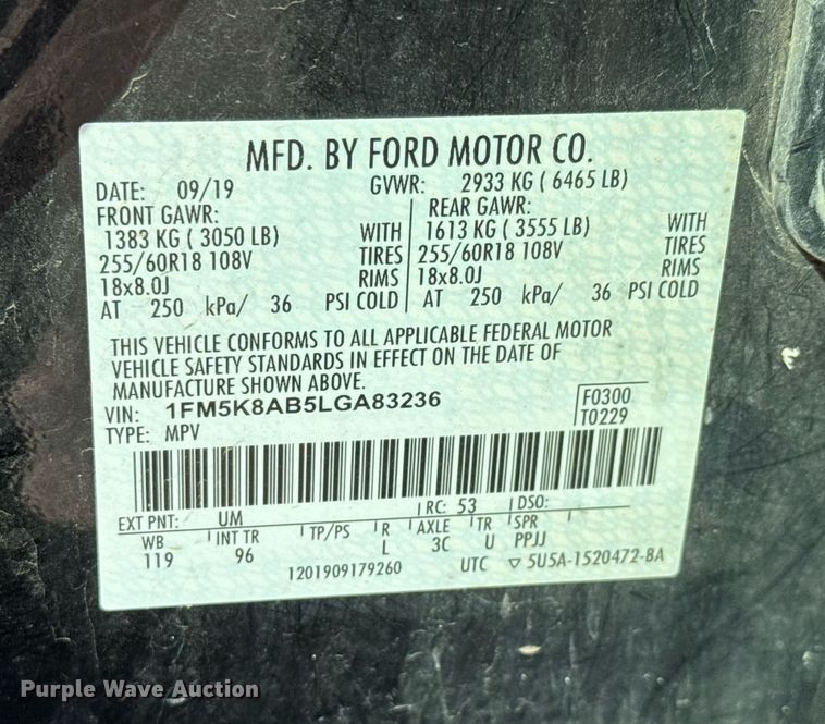 image for item EQ1283 2020 Ford Explorer Police Interceptor SUV