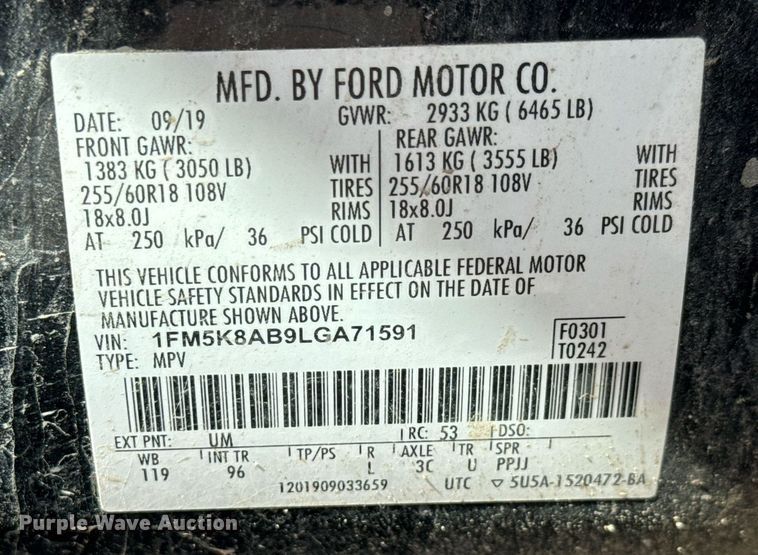 image for item EQ1284 2020 Ford Explorer Police Interceptor SUV