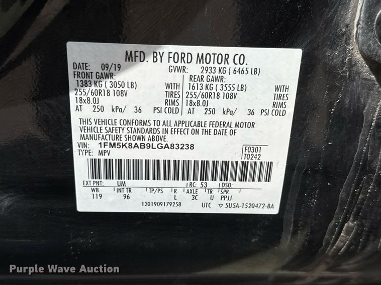 image for item EQ1286 2020 Ford Explorer Police Interceptor SUV