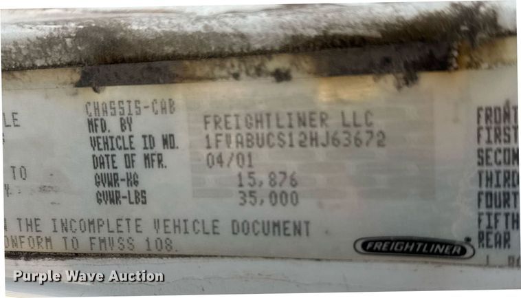 image for item EQ1290 2002 Freightliner Business Class M2 refuse truck