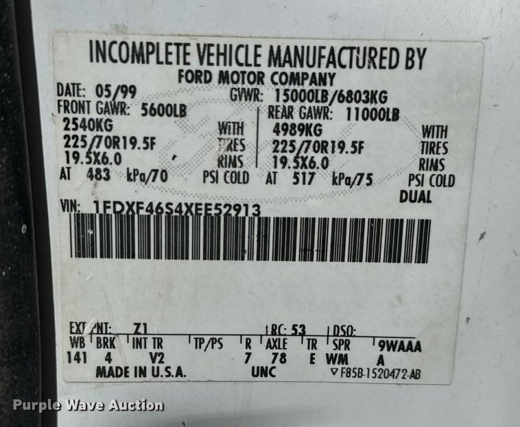 image for item EQ1291 1999 Ford F450 Super Duty  dump truck