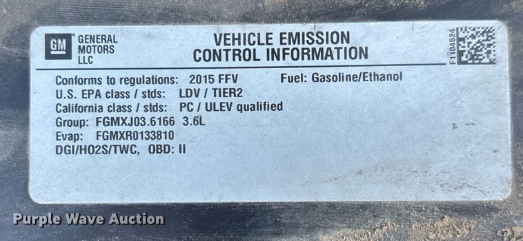 image for item EQ1293 2015 Chevrolet Impala Police Cruiser 