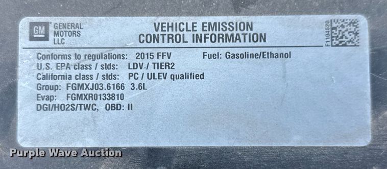 image for item EQ1294 2015 Chevrolet Impala Police Cruiser 