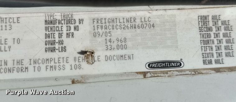 image for item EQ1295 2006 Freightliner Business Class M2 refuse truck