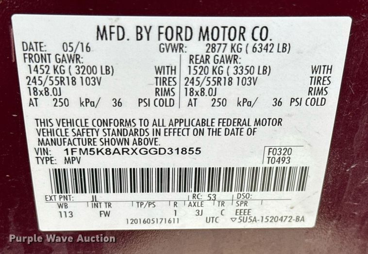 image for item EQ1297 2016 Ford Explorer Police Interceptor  SUV