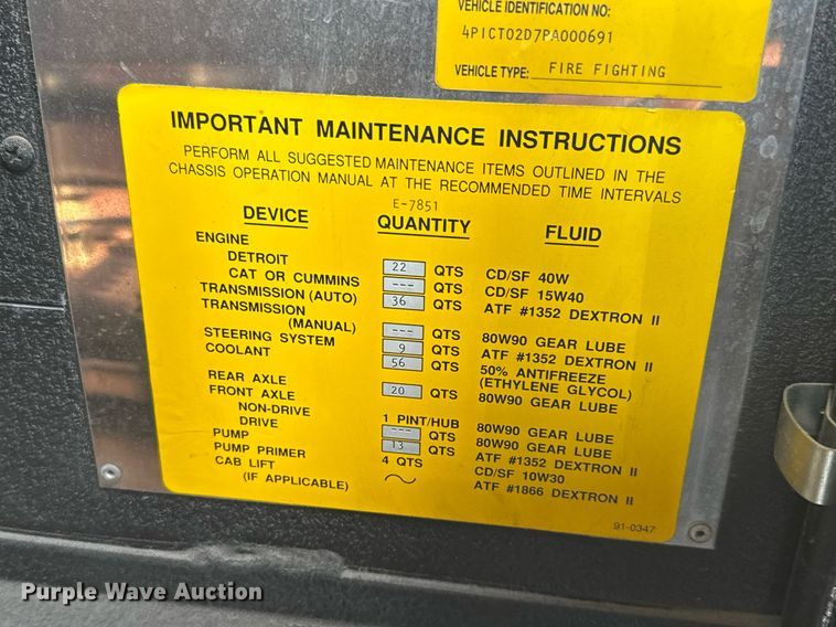 image for item EQ1303 1993 Pierce Lance quint fire truck