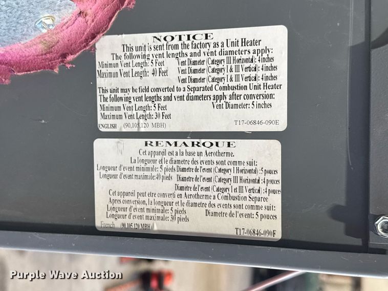 image for item EQ1380 (2) Dayton 2RYV3 overhead heaters