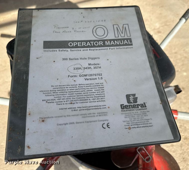 image for item EQ1391 General 330H post hole auger