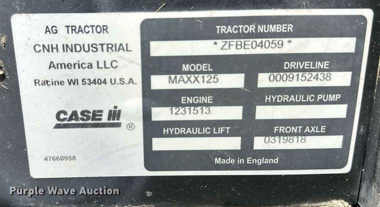 image for item EQ4578 2015 Case IH Maxxum 125 MFWD tractor