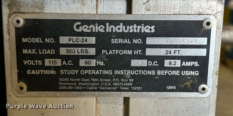 image for item EQ4583 Genie PLC-24 vertical lift