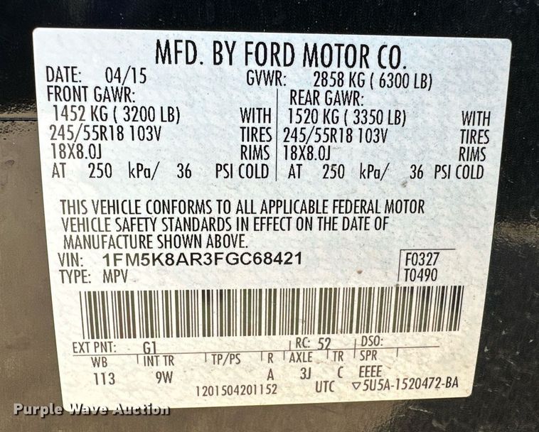 image for item EQ4602 2015 Ford Explorer Police Interceptor SUV