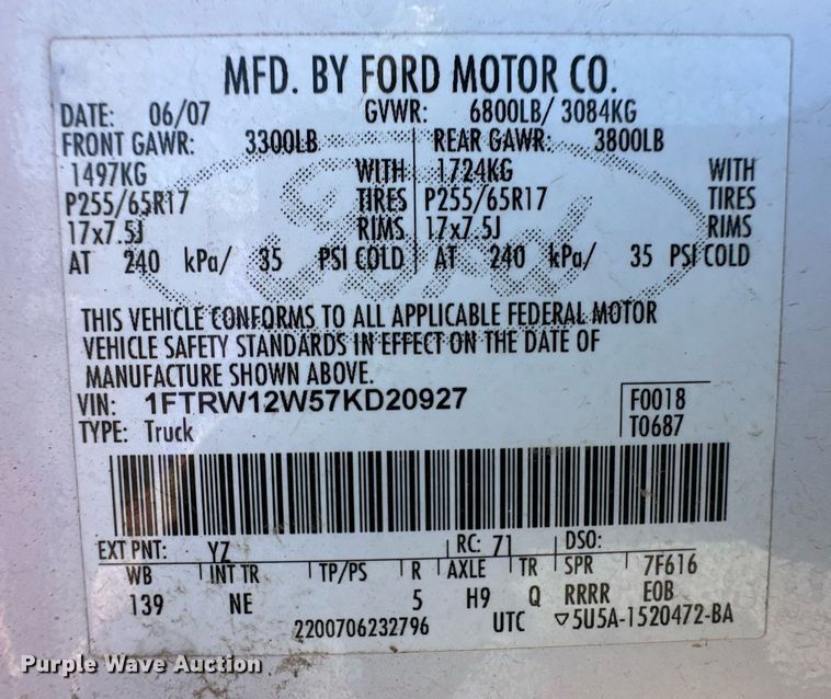 image for item EQ4603 2007 Ford F150 SuperCrew pickup truck