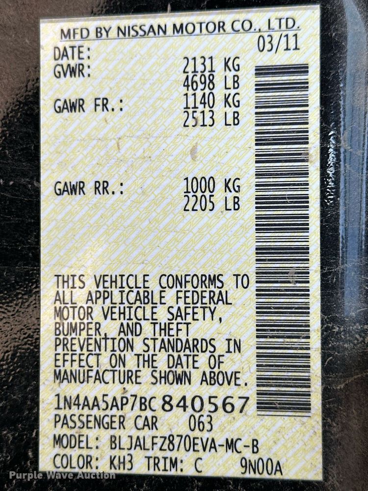 image for item ER8033 2011 Nissan Maxima 