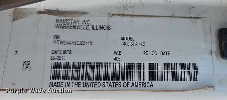 image for item NI9495 2012 International 7400 WorkStar dump truck