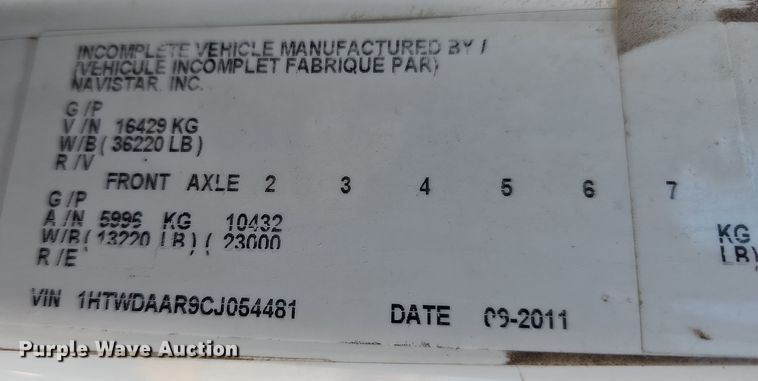 image for item NI9495 2012 International 7400 WorkStar dump truck