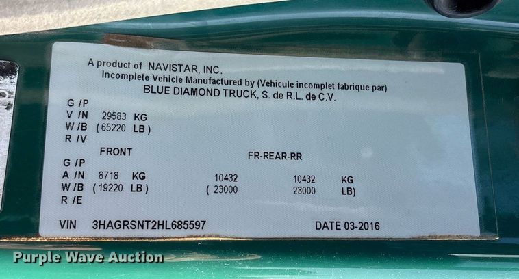 image for item OB9628 2017 International 7600 dump truck