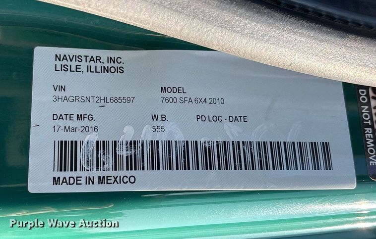 image for item OB9628 2017 International 7600 dump truck