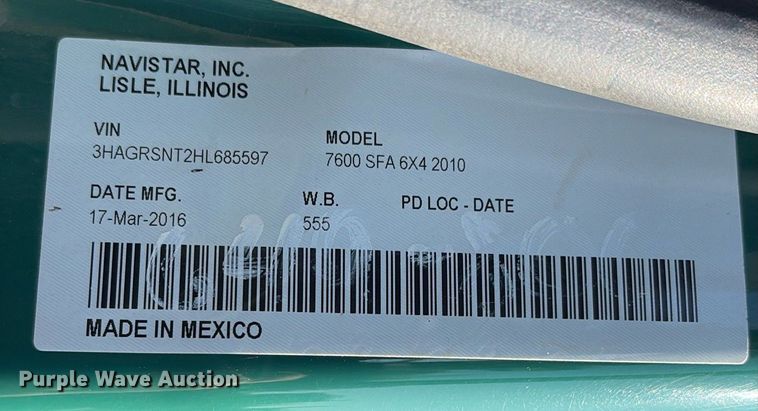 image for item OB9628 2017 International 7600 dump truck