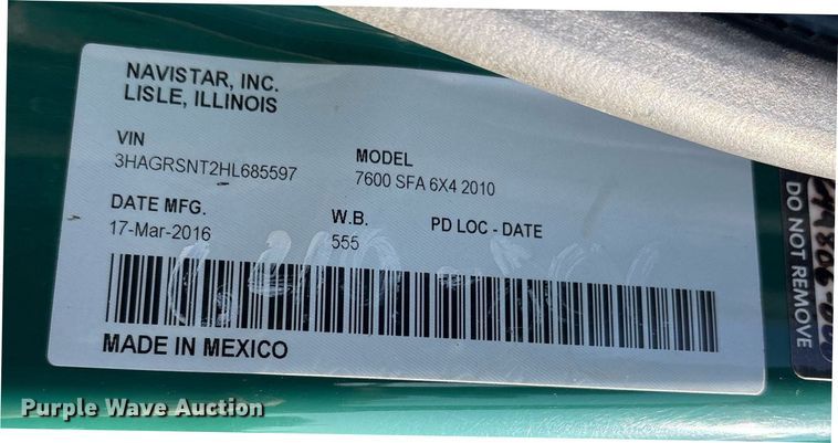 image for item OB9628 2017 International 7600 dump truck