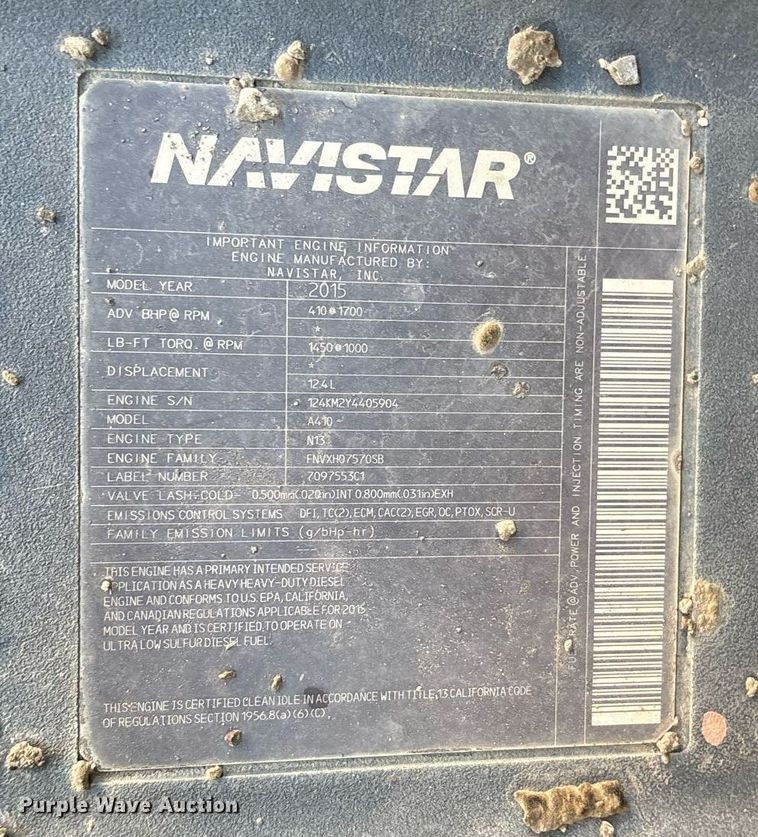 image for item OB9629 2016 International 7600 dump truck