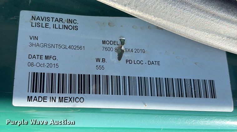 image for item OB9629 2016 International 7600 dump truck