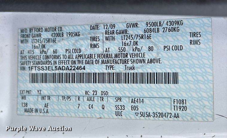 image for item OB9653 2010 Ford E350 Super Duty handicap accessible van