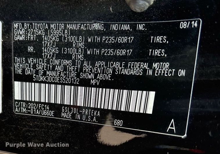 image for item OB9655 2014 Toyota Sienna LE van