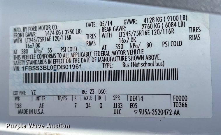 image for item OB9656 2014 Ford E350 Super Duty van