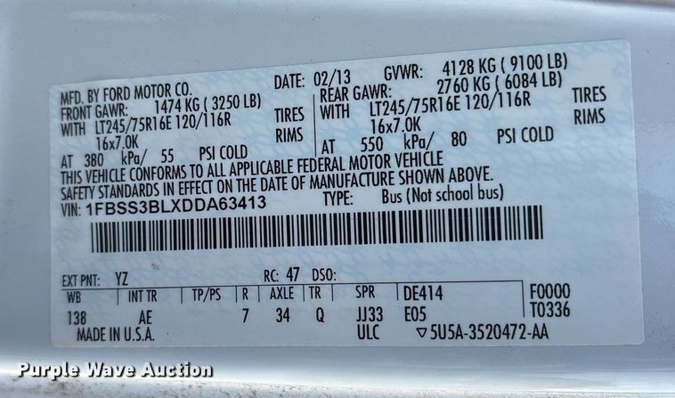 image for item OB9657 2013 Ford E350 Super Duty van