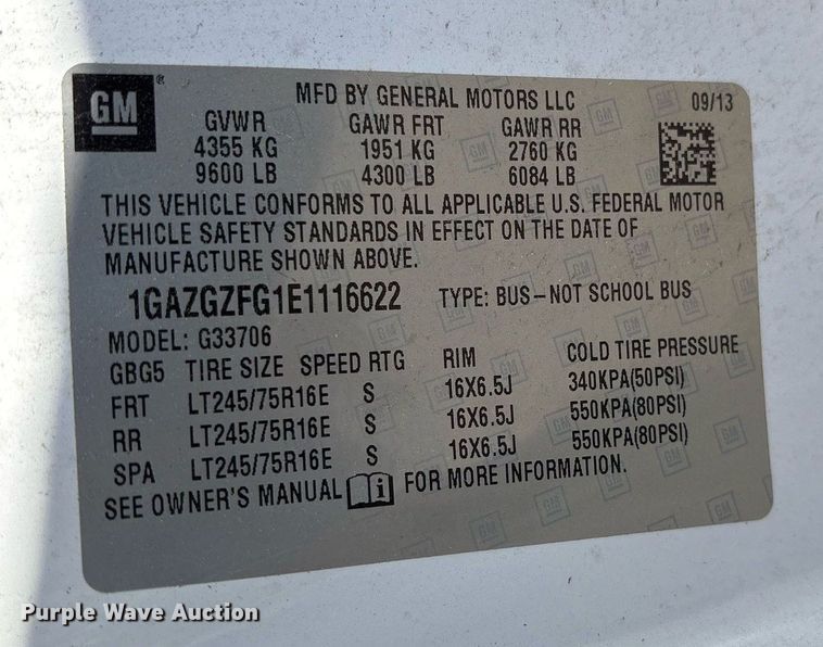 image for item OB9658 2014 Chevrolet Express G3500 van