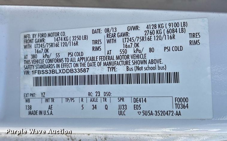 image for item OB9659 2013 Ford E350 Super Duty van